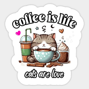 cat coffee Sticker